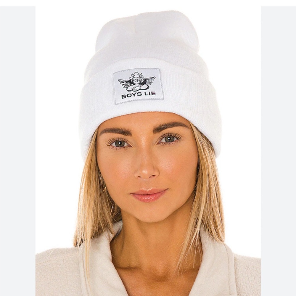 Boys Lie White Knit Beanie
